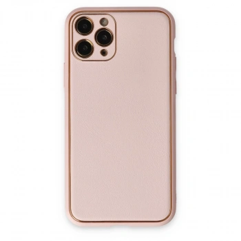 Apple İphone 11 Pro Kılıf Coco Deri Silikon Kapak - Pudra