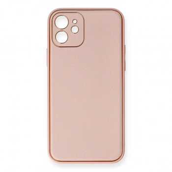 Apple İphone 12 Kılıf Coco Deri Silikon Kapak - Pembe