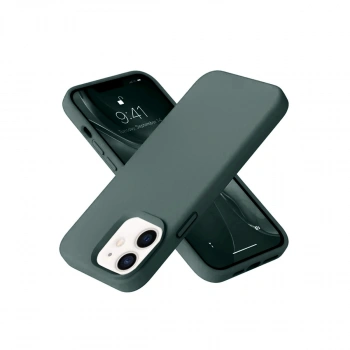 Apple İphone 12 Kılıf Nano İçi Kadife Silikon - Koyu Yeşil