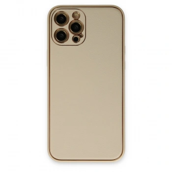 Apple İphone 12 Pro Kılıf Coco Deri Silikon Kapak - Gold