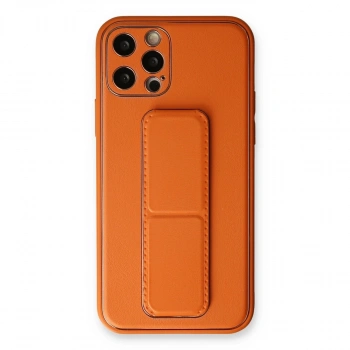 Apple İphone 12 Pro Kılıf Coco Deri Standlı Kapak - Turuncu