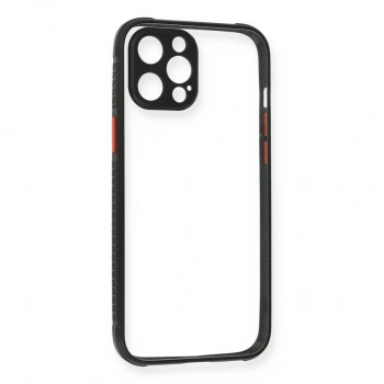 Apple İphone 12 Pro Kılıf Miami Şeffaf Silikon - Siyah