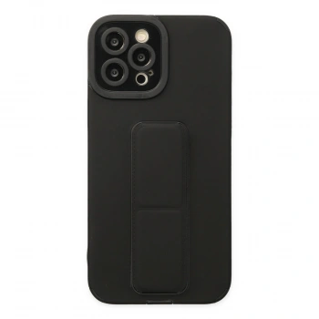 Apple İphone 12 Pro Max Kılıf Mega Standlı Silikon - Siyah