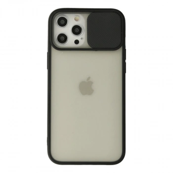 Apple İphone 12 Pro Max Kılıf Palm Buzlu Kamera Sürgülü Silikon - Siyah