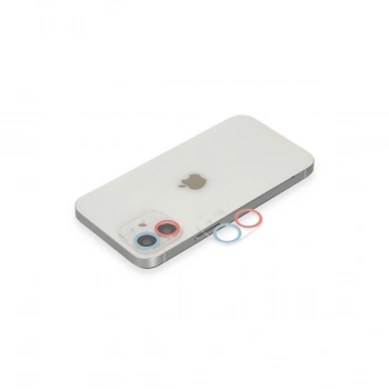Apple İphone 12 Renkli Kamera Lens Koruma Cam - Pembe-mavi