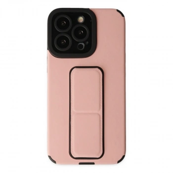 Apple İphone 13 Pro Kılıf Mega Standlı Silikon - Pudra