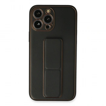 Apple İphone 13 Pro Max Kılıf Coco Deri Standlı Kapak - Siyah