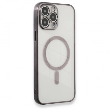 Apple İphone 13 Pro Max Kılıf Magneticsafe Lazer Silikon - Siyah