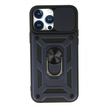 Apple İphone 13 Pro Max Kılıf Pars Lens Yüzüklü Silikon - Lacivert