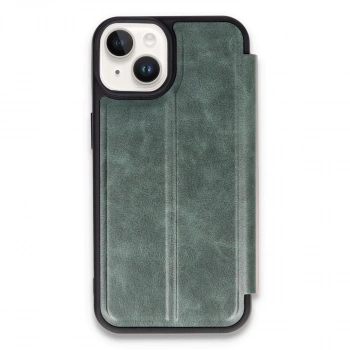 Apple İphone 14 Kılıf Flip Cover - Koyu Yeşil