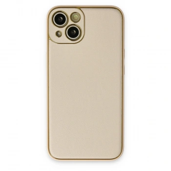 Apple İphone 14 Plus Kılıf Coco Deri Silikon Kapak - Gold