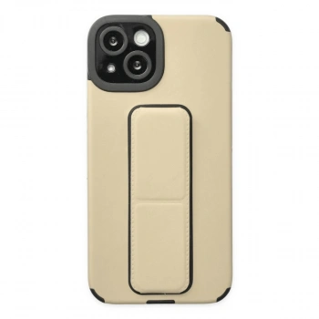 Apple İphone 14 Plus Kılıf Mega Standlı Silikon - Gold
