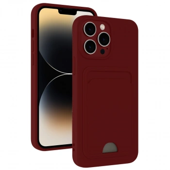 Apple İphone 15 Pro Max Kılıf Kelvin Kartvizitli Silikon - Bordo