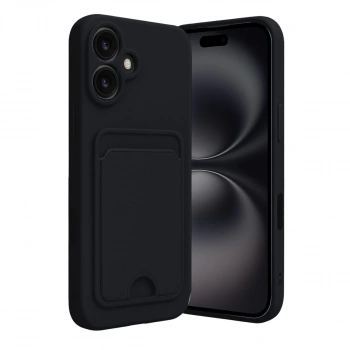 Apple İphone 16 Kılıf Kelvin Kartvizitli Silikon - Siyah