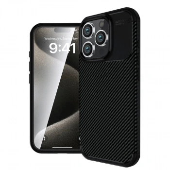 Apple İphone 16 Pro Kılıf Auto Focus Karbon Kapak - Siyah
