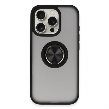 Apple İphone 16 Pro Max Kılıf Montreal Yüzüklü Silikon Kapak - Siyah