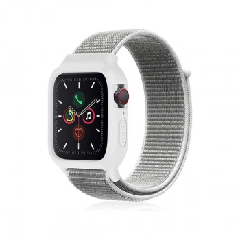 Apple Watch 38mm Hasırlı Cırtcırtlı Kasalı Kordon (SAAT DEĞİLDİR) - Beyaz