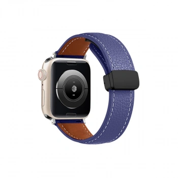 Apple Watch 42mm Kr414 Daks Deri Kordon (SAAT DEĞİLDİR) - Lacivert