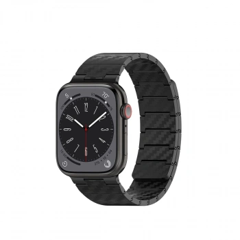 Apple Watch 45mm Carbon Steel Kordon (SAAT DEĞİLDİR) - Siyah