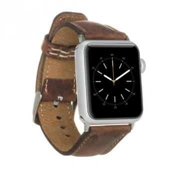 Apple Watch Uyumlu Deri Kordon 42-44-45mm G2 Kahverengi