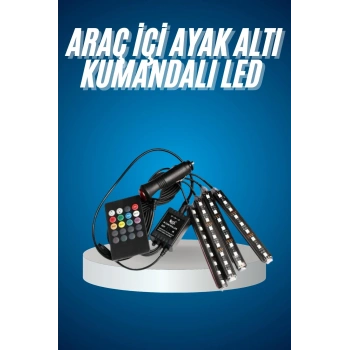 Araç Içi Aydınlatma Kumandalı 12 Led Ayak Altı Led Ambiyans Işığı Sese Duyarlı Kumandalı