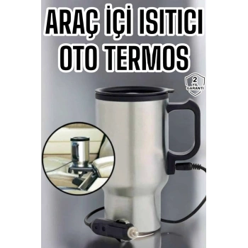 Araç İçi Çelik Su Isıtıcı Termos Bardak Çakmak Girişli Kupa Görünümlü