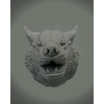 Asılabilir Gri Kurt Heykeli Ev Ofis Duvar Süslemesi Dekoratif