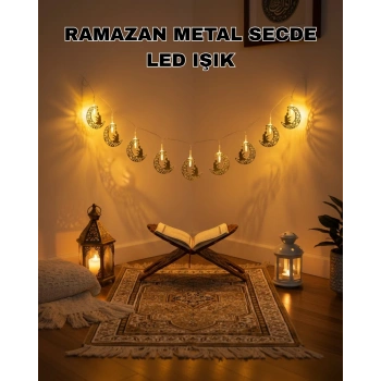 Ay ve Secde Tasarımlı Sıcak Beyaz LED Ramazan Işığı
