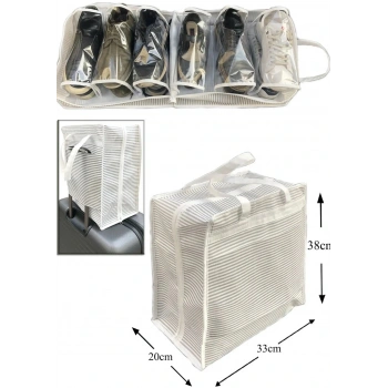 Ayakkabı Saklama Ve Taşıma Çantası (çizgili Model) Shoe Tote