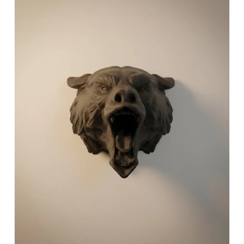 Ayı Tasarım Siyah 3d Duvar Heykeli