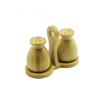 Baharatlık 2pcs Şişe Modeli Ahşap Bambu Tuzluk Baharatlık Tutacaklı Ahşap Stand