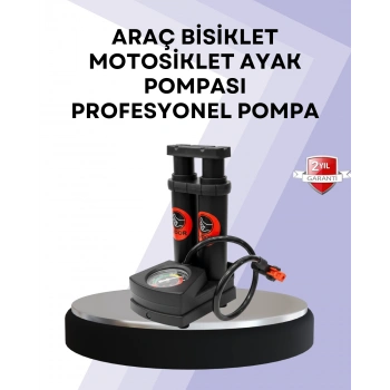 Basınç Saatli Ayak Pompası Bisiklet ve Araç Uyumlu