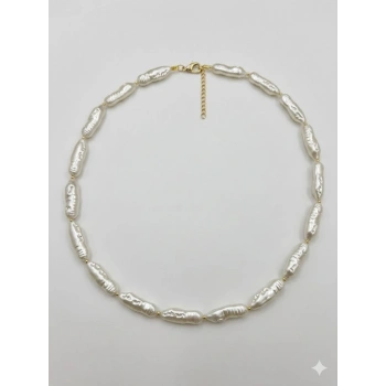 Beyaz Barok İnci  Kolyeler 40+5 Cm  - Kl0306