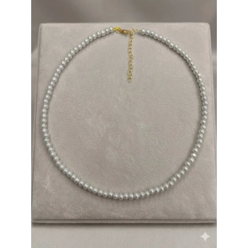 Beyaz Cam İnci  Kolyeler 40+5 Cm  - Kl0302