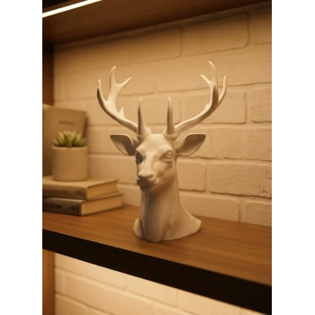 Beyaz Geyik Biblo 23 cm Dekoratif Modern Tasarım