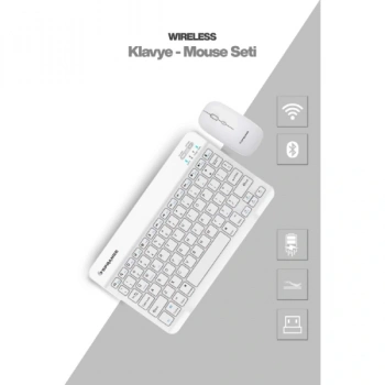Beyaz Kablosuz Klavye Ve Mouse Seti