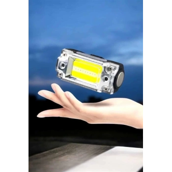 Beyaz Led Işık Sensörlü Kafa Lambası Lityum Batarya Led El Fenerli Şarjlı