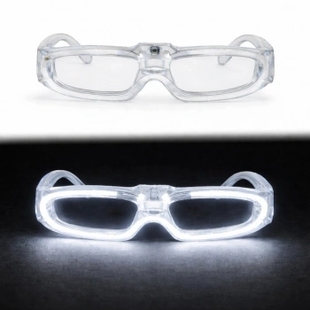 Beyaz LED Işıklı Parti Gözlüğü - 3 Modlu