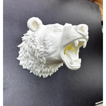 Beyaz Renk 3d Ayı Başı Duvar Dekoru