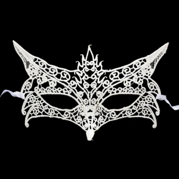 Beyaz Renk Dantel Kesim Balo Maskesi 7 No