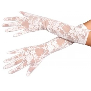 Beyaz Renk Orta Boy Dantelli Eldiven (5324)