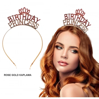 Birthday Princess Kristal Taç – Rose Gold Kaplama (5324)