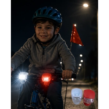 Bisiklet Ön Arka Işık Seti Silikon Çakar LED Güvenlik Lambası