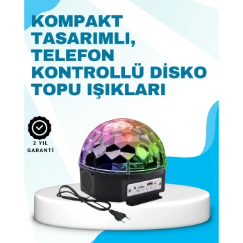 Bluetooth Bağlantılı Renkli Masaüstü Disko Topu Işık Gösterisi