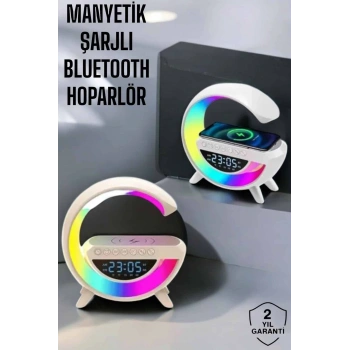Bluetooth Hoparlör 15w Kablosuz Hızlı Şarj Led Gece Lambası