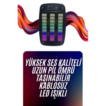 Bluetooth Hoparlör Taşınabilir Şarjlı Işıklı Büyük Boy Yüksek Ses Kaliteli