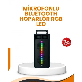 Bluetooth Işıklı Hoparlör – 2x5W Güç | USB + TF Kart + FM Radyo | Siyah Renk