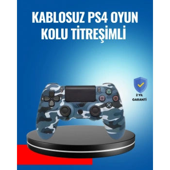 Bluetooth Kablosuz PS4 Gamepad Çift Motorlu Siyah Controller