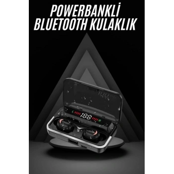 Bluetooth Kulaklık Dijital Şarj Göstergeli Powerbankli Bass Özellikli Kablosuz Kulakiçi 5.1 Mikrofonlu