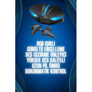 Bluetooth Kulaklık Oyuncu Kulaklığı RGB Işıklı Oyunlarda Düşük Gecikme